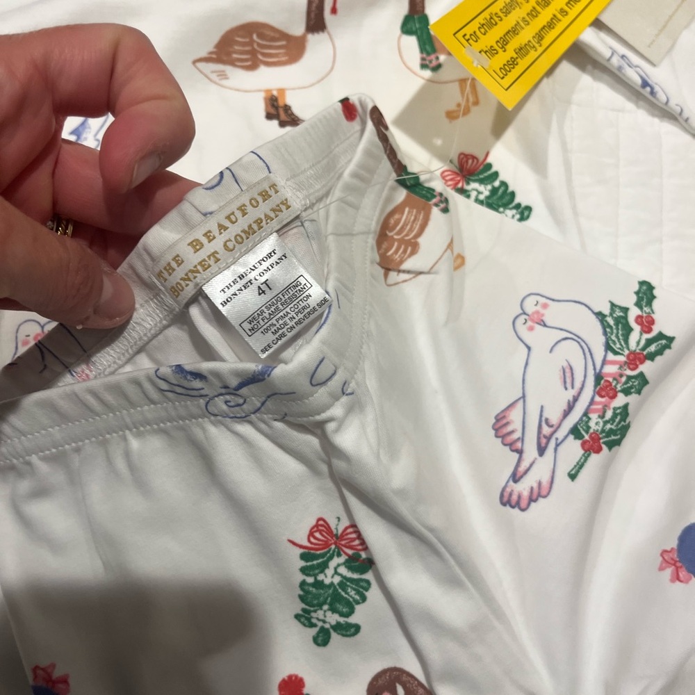 TBBC White Pajama Set with Goose Holiday Print - Picture 3 of 6